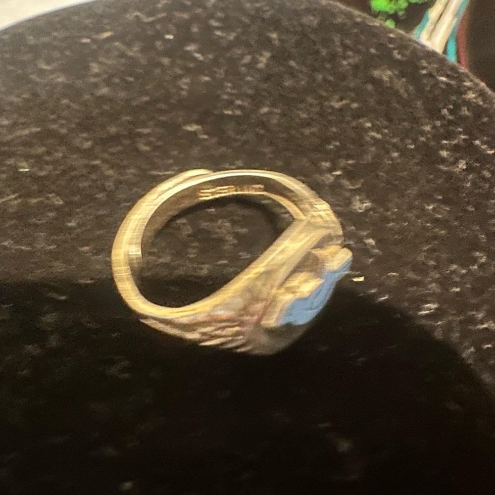 Sterling Silver Blue Enamel Bird Signet Ring Vintage 7g  reminiscent of CampFire - Picture 5 of 13